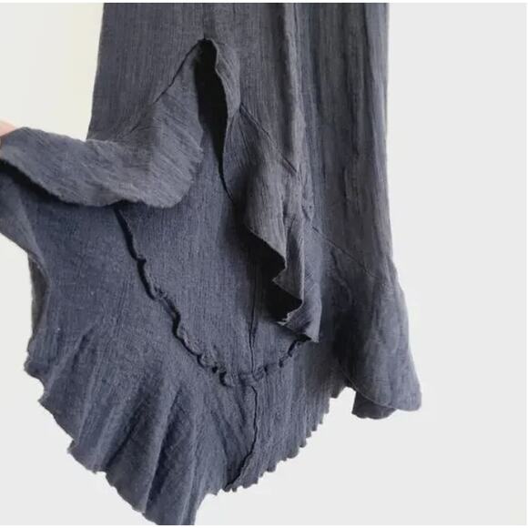 Free People Made Me Blush Black Strapless Bandeau Dress Ruffle Hem Size Medium - Picture 5 of 10